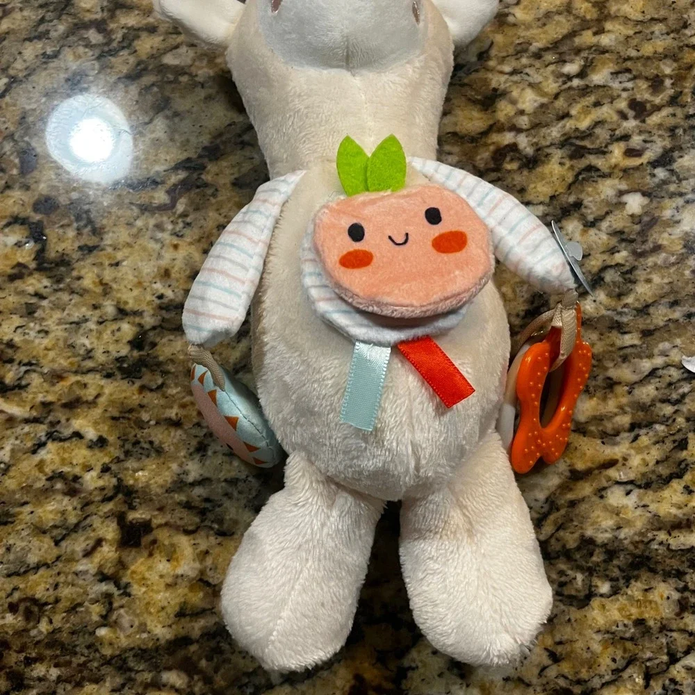 NEW Carters Baby Activity Toy Llama Plush White Sensory Teether Rattle 68048‎